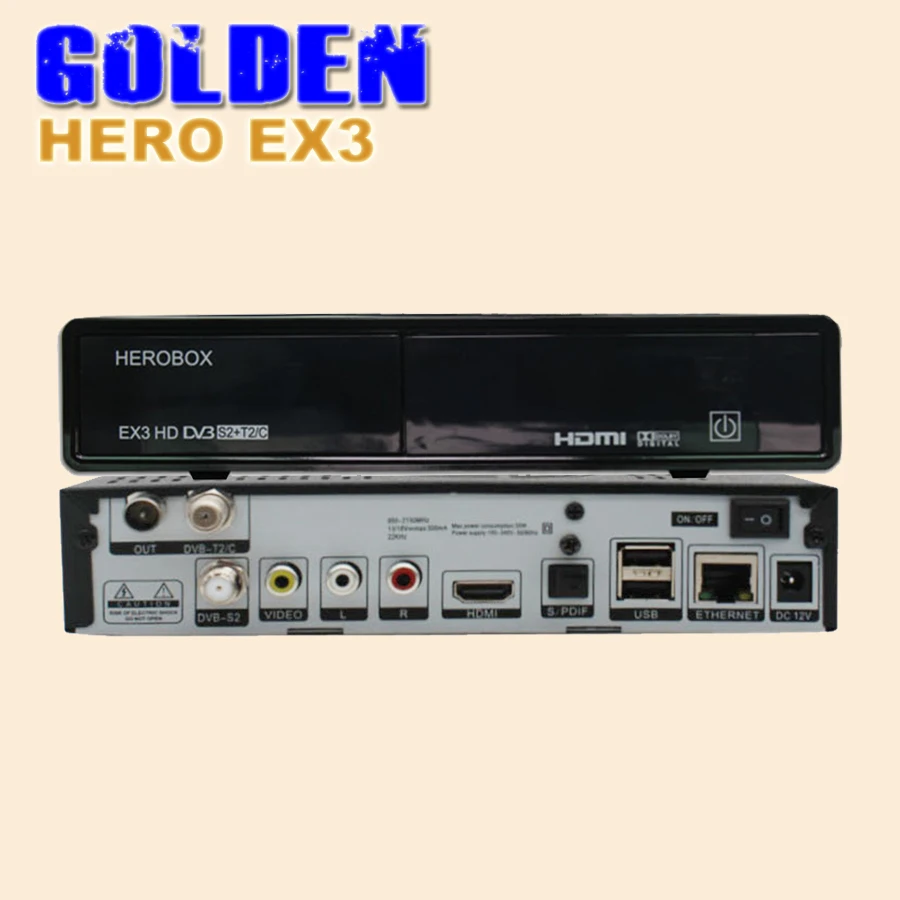  1PC herobox ex3 HD dvb-s2 t2/c tuner  hero box ex3 HD satellite decoder  BCM7358 752MHZ MIPS Processor 