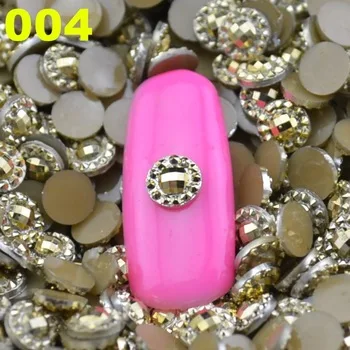 YZWLE 100 Pcs Mysterious 6mm 3D Gold Round Shape Acrylic Rhinestone Nail Art Decoration Phone Gems Tips