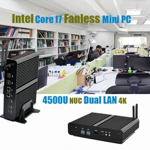 Без вентилятора micro pc мини-компьютер Intel 4th поколения i7 Haswell Процессор MiniPC NUC Intel i7 Dual LAN 4 К HD pc Портативный