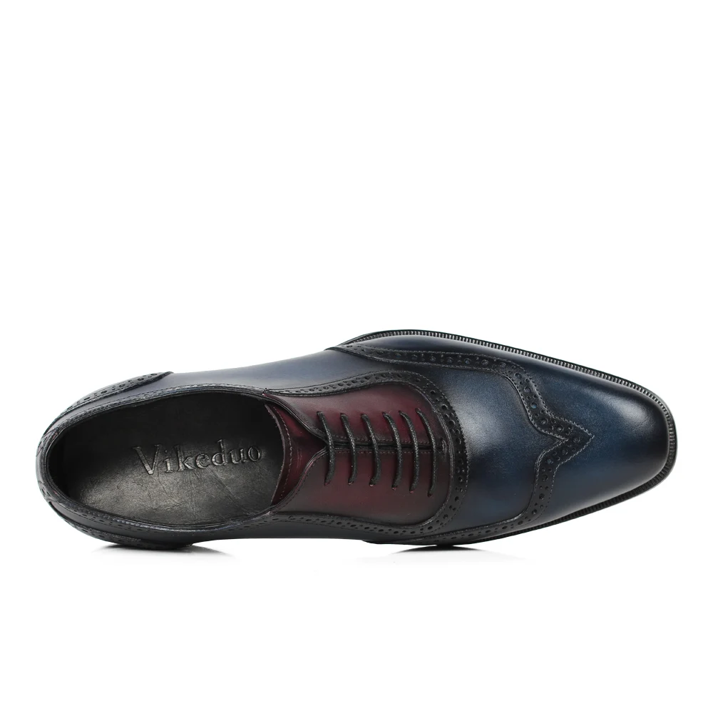 Artesanal Vikeduo Blue Couro Novo Pelica Luxo Se Pátina Casamento Moda Brogue Genuíno Homens Sapatos Dark 2019 Vestem Masculino De Completo Designer rx14rqX