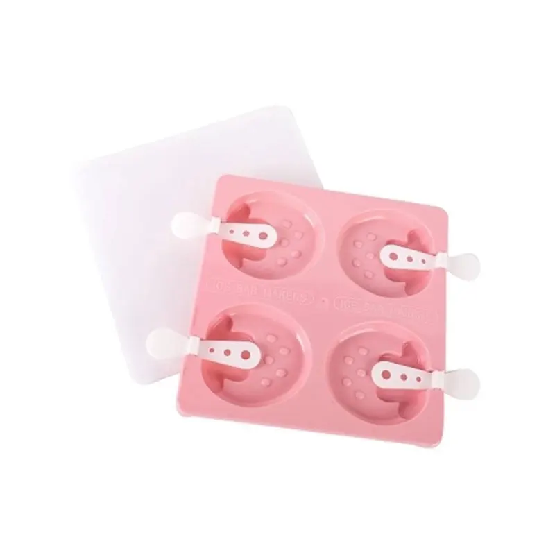 Pink strawberry Милая мультяшная форма для изготовления мороженого с 4 отверстиями, с рисунком клубники, лоток для льда, форма для мороженого, кухонные формы «сделай сам» - Цвет: Pink strawberry