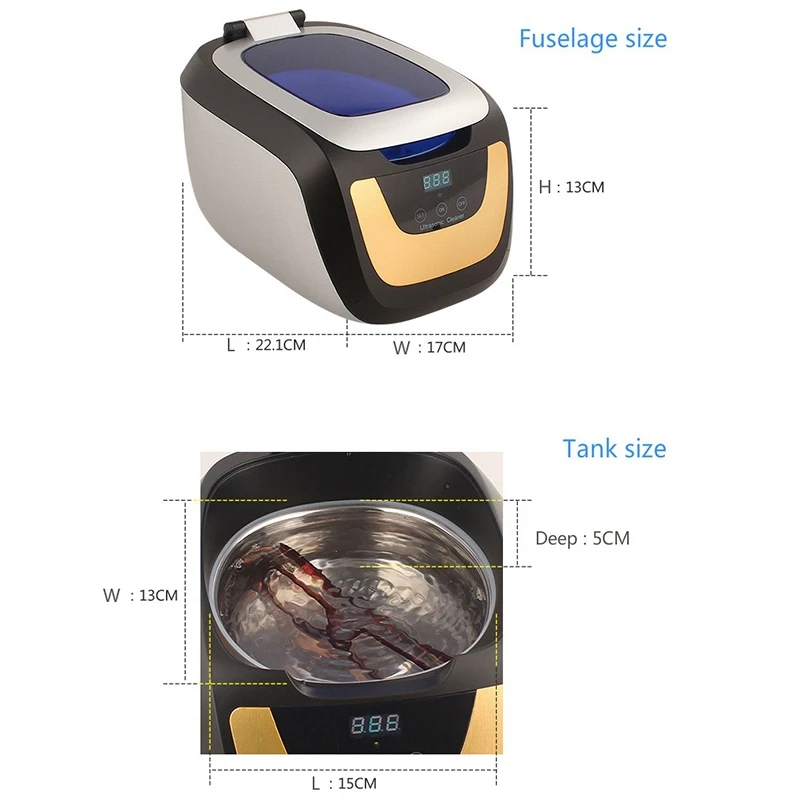 Hot sale Household Digital Ultrasonic Cleaner Bath Gold Silver Cd Jewelry Denture Watch Shaver Head Ultrasound Timer Tank 0.75