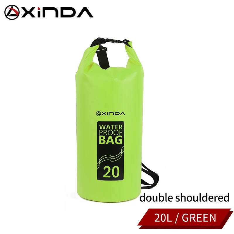 Green20L(two strap) 10/20L открытый ПВХ плавательные сумки Водонепроницаемый Сухой сумки портативный рафтинг Дайвинг сухой мешок для речного треккинга - Цвет: Green20L(two strap)