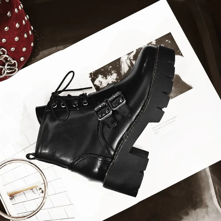 

Big Size 9 10 12 boots women shoes ankle boots for women ladies boots shoes woman winter Plain round head front lacing