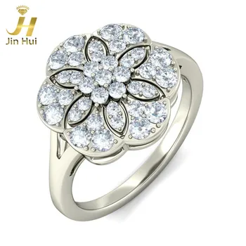 

Jinhui Unisex The Baileys Ring Solid 18K White 750 Gold 0.769CT Natural Diamond Jewelry Free Engraving