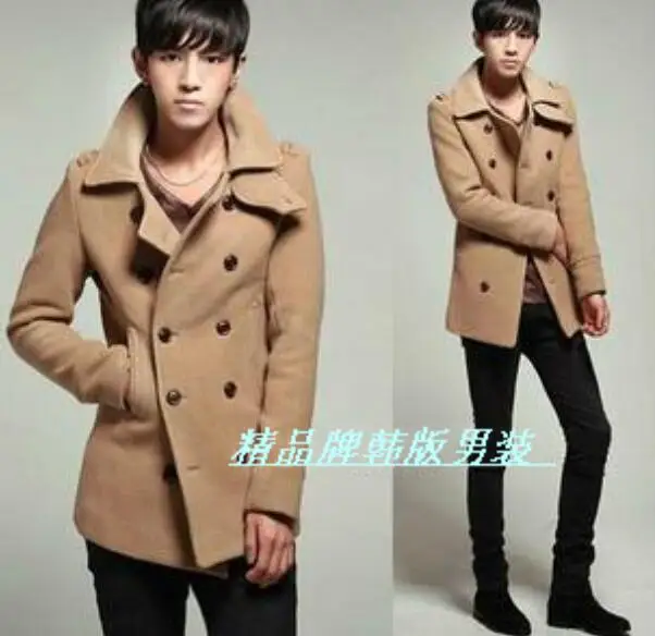 Серый Черный цвет и цвет хаки зимнее шерстяное пальто мужские плащи узкое повседневное пальто, верхняя одежда для мужчин модные двубортное пальто большой размер S-9XL
