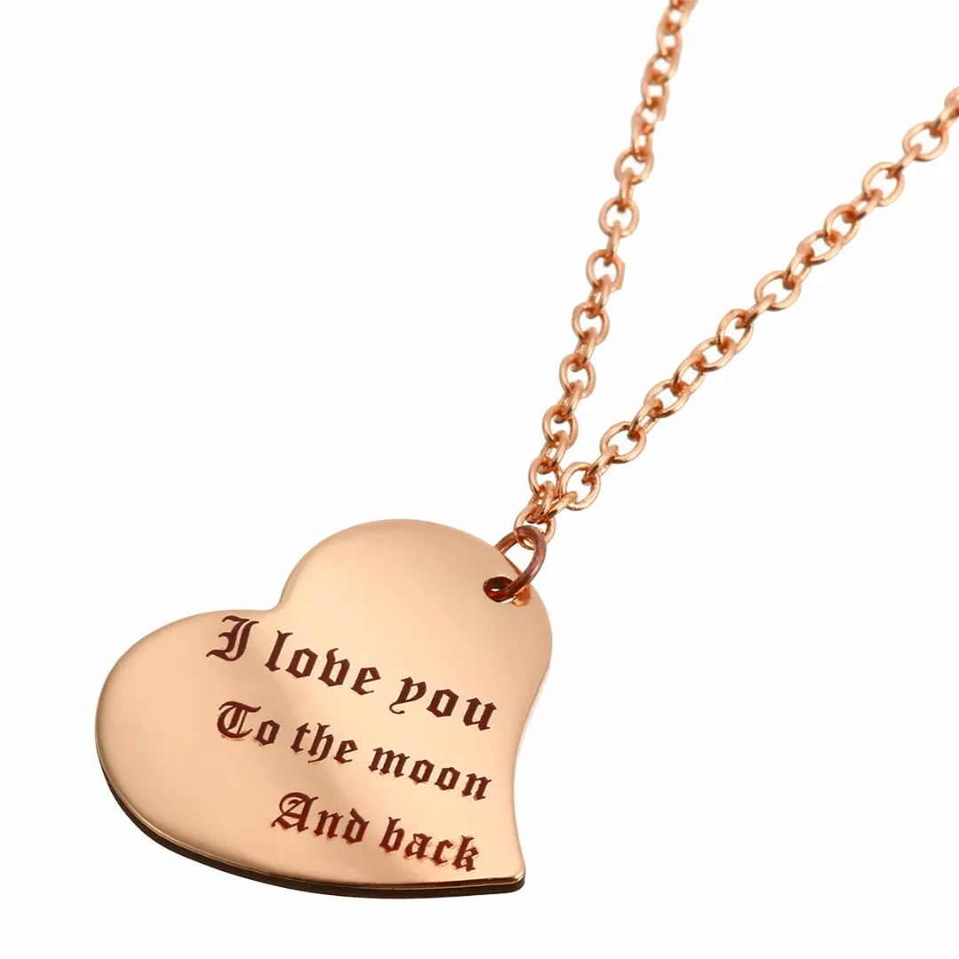 Men Women DIY Personalized Engrave Name Letter Heart Necklace Stainless Steel Jewelry Trendy Vintage Customized Gift Shellhard