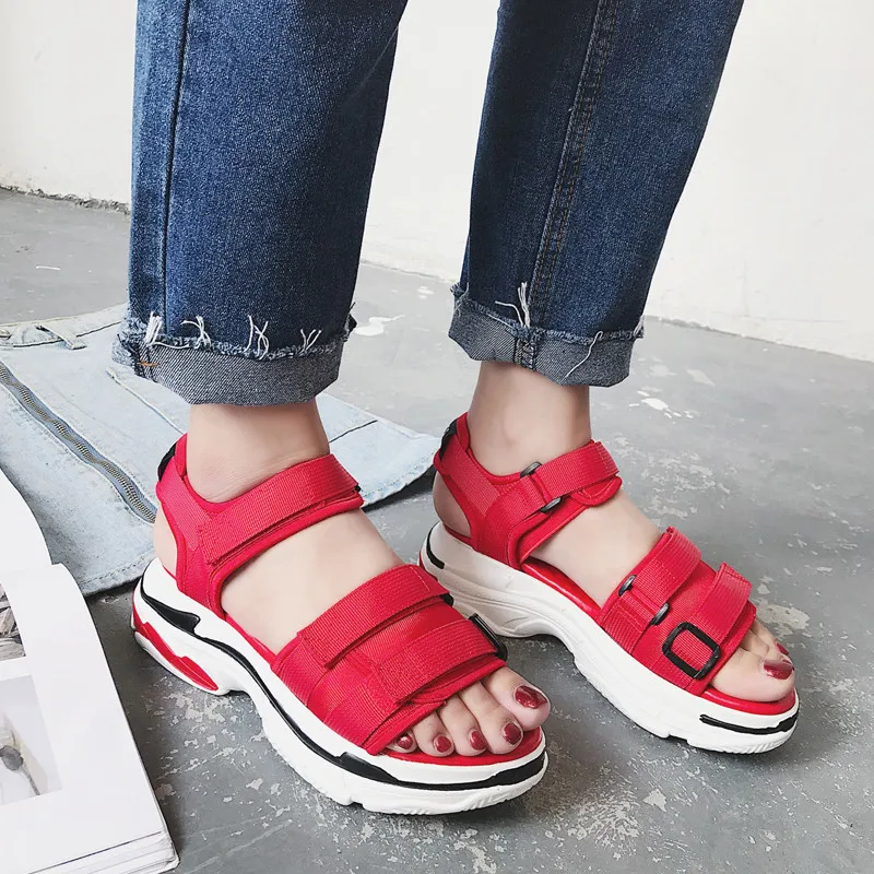 SAILING LU Sport Sandals Ladies Platform Shoes Woman Mid Heel Muffin