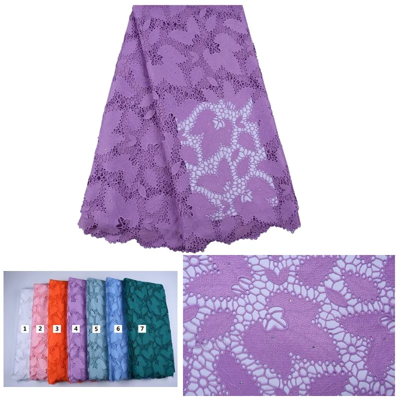 New Light Purple African Lace Fabric Water Soluble Guipure French Lace Fabric High Quality Nigerian Lace Fabric For WeddingA1668