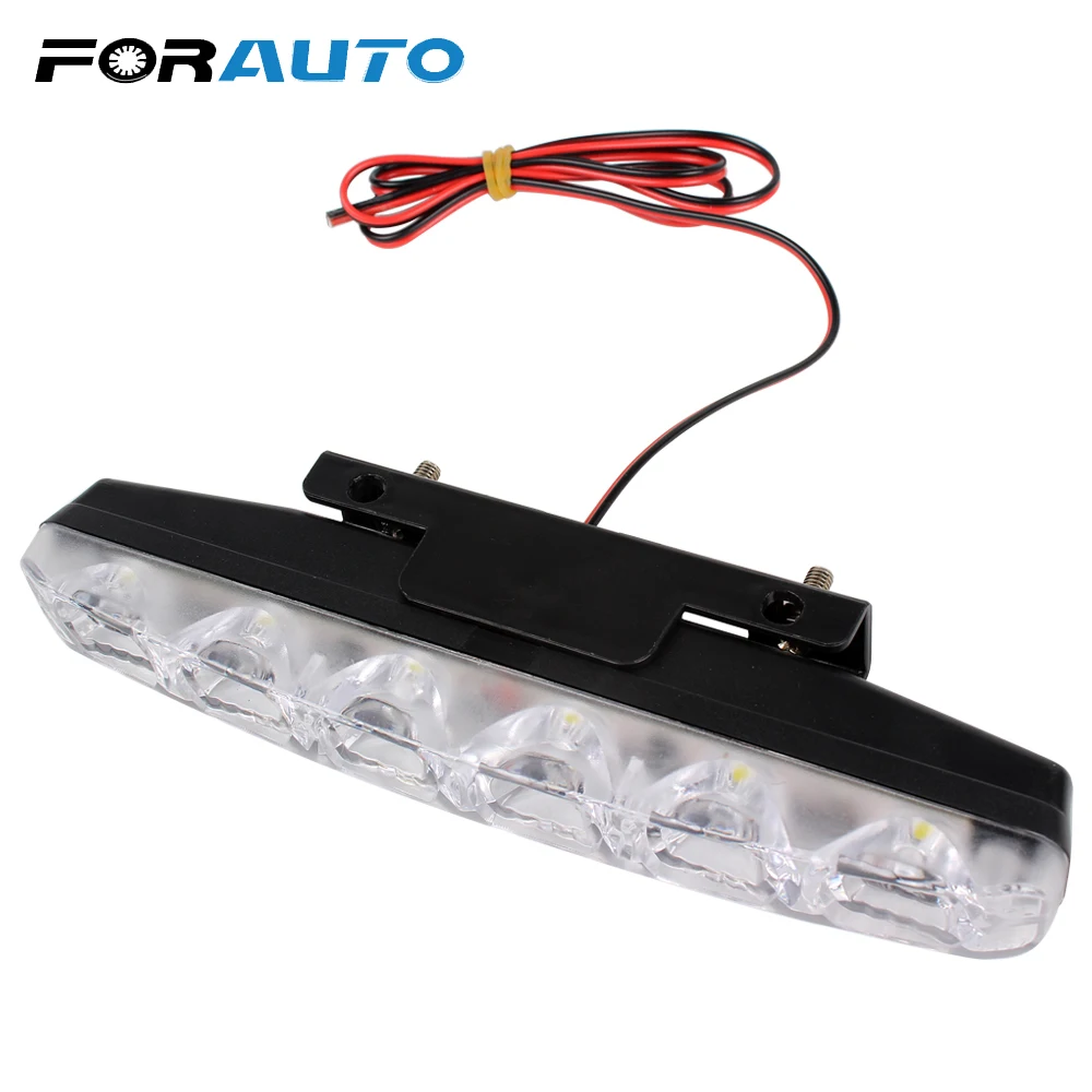 

FORAUTO 2Pcs DRL DC 12V Car daytime LED light Universal Super Bright Car Daytime Running Lights 6 LEDs Car Styling