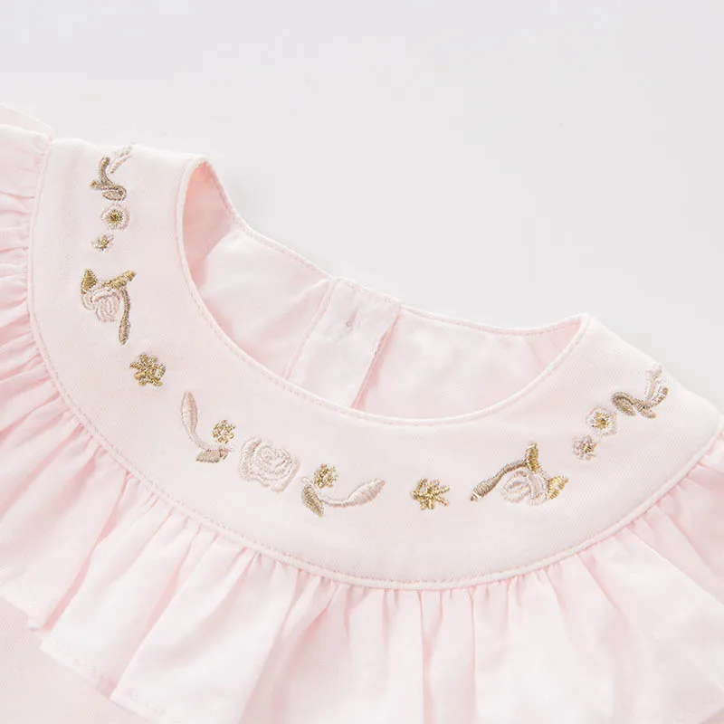 DB7384 dave bella/Весенняя модная футболка для маленьких девочек; милые детские хлопковые топы; детская футболка высокого качества