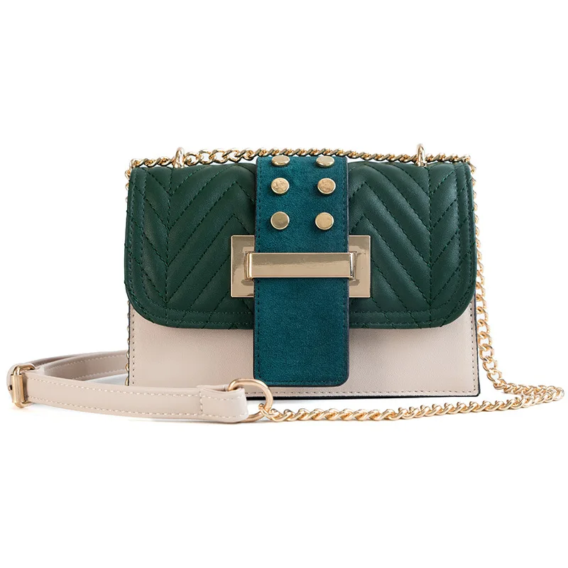 

Chic Small Bag Female 2018 Autumn New Women's Chain Shoulder Bag Wild Messenger Bag Collision Color Small Square Bag