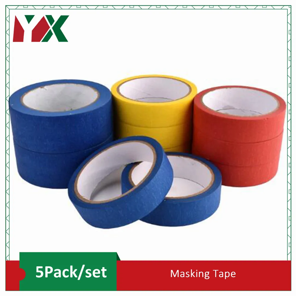

YX 5PCS/set Colored Masking Tape Labelling Tape Graphic Art Painters Tape 9.6M/Roll for Fun for Arts DIY Office Supplies