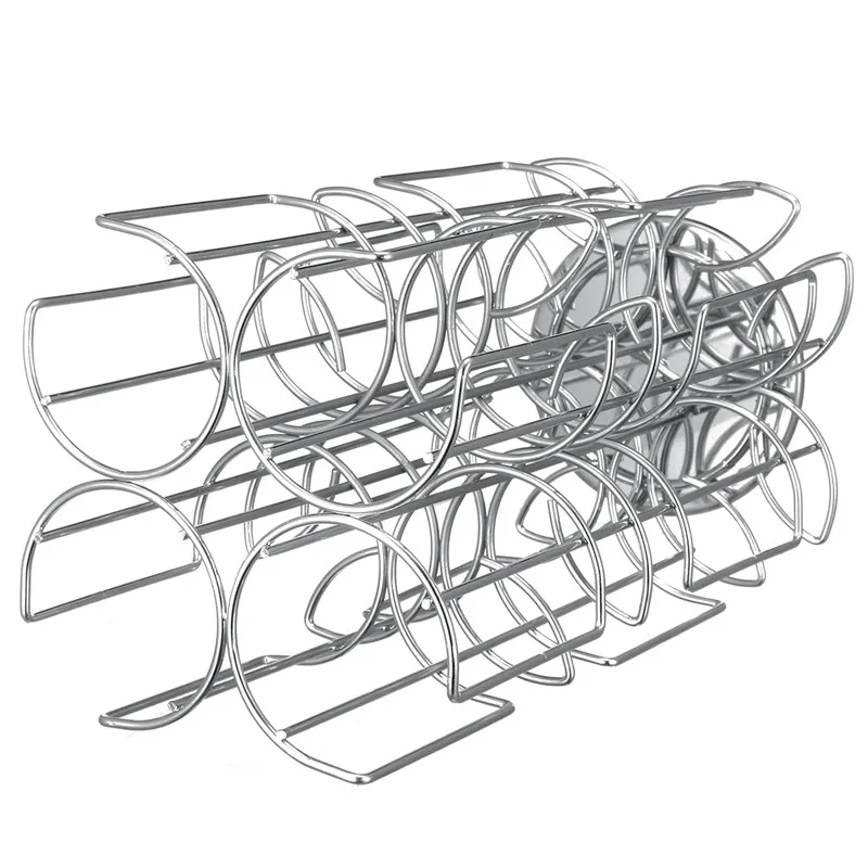 8 Holes Rotating Base Metal Chrome Tower Stand Coffee Capsule Pods Holder Revolving Display Storage Rack