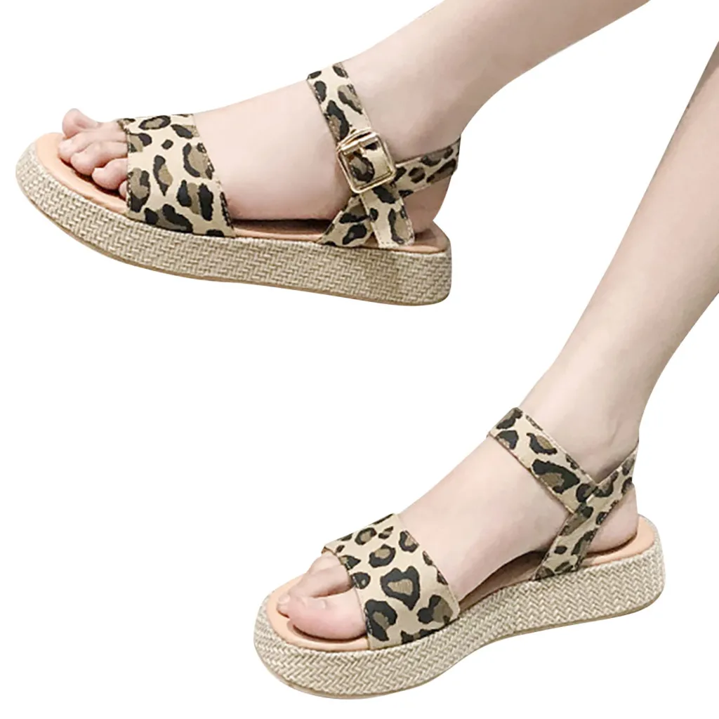 

SAGACE Women Ladies Solid Leopard Buckle Causal Shoes Sandals Sexy High Quality Outside Women's Sandals Ladies Shoes 2019