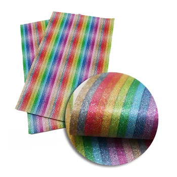 

David accessories 20*34cm Rainbow stripe faux artificial Synthetic leather fabric DIY hair bow Garment Decorative,1Yc3610