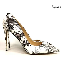 Aiyoway Women Shoes Pointed Toe High Heels Pumps Autumn Spring Party Wedding Shoes Slip-On Flower Pattern PU Elegant Thin Heels Aiyoway Women Shoes Pointed Toe High Heels Pumps Autumn Spring Party Wedding Shoes Slip-On Flower Pattern PU Elegant Thin Heels