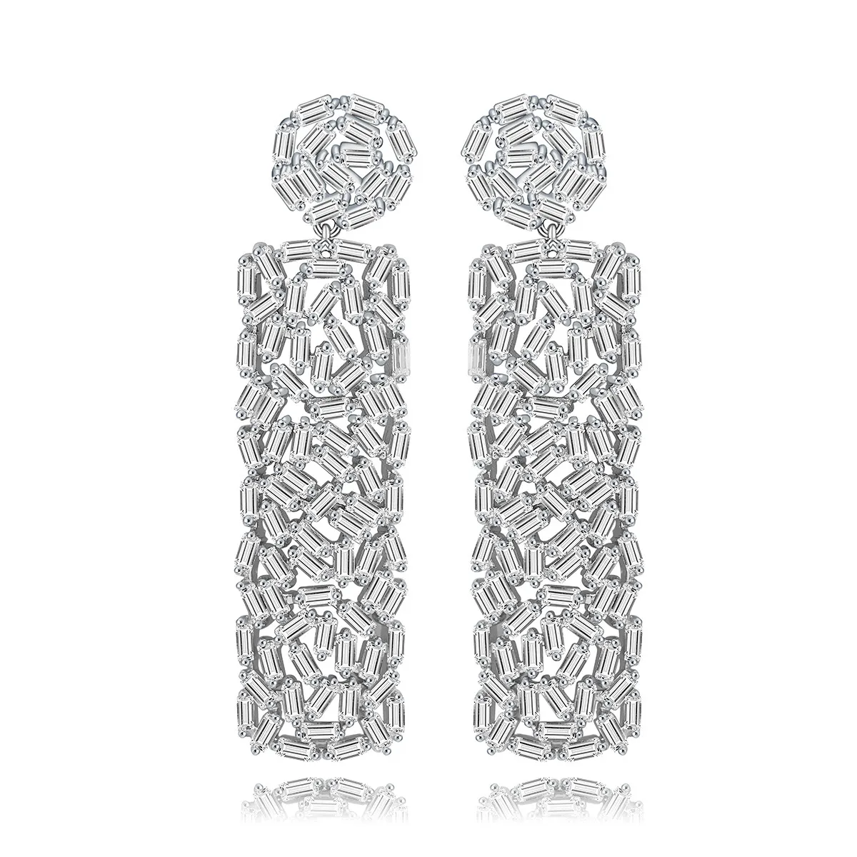 

Vintage long Women Drop Earrings Mirco Paved CZ Crystal Round and Square Dangle Bijoux Dangle Jewelry Christmas Gifts