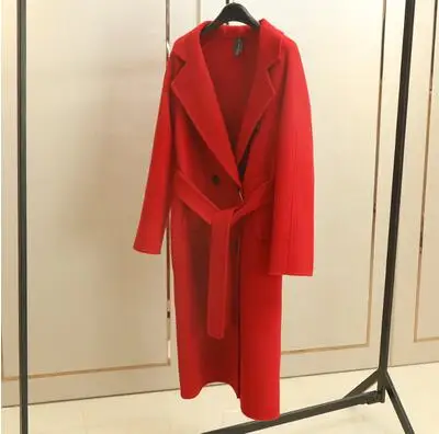 Зимнее Новое двустороннее кашемировое пальто женское длинное шерстяное пальто высокого качества Женское корейское двубортное пальто