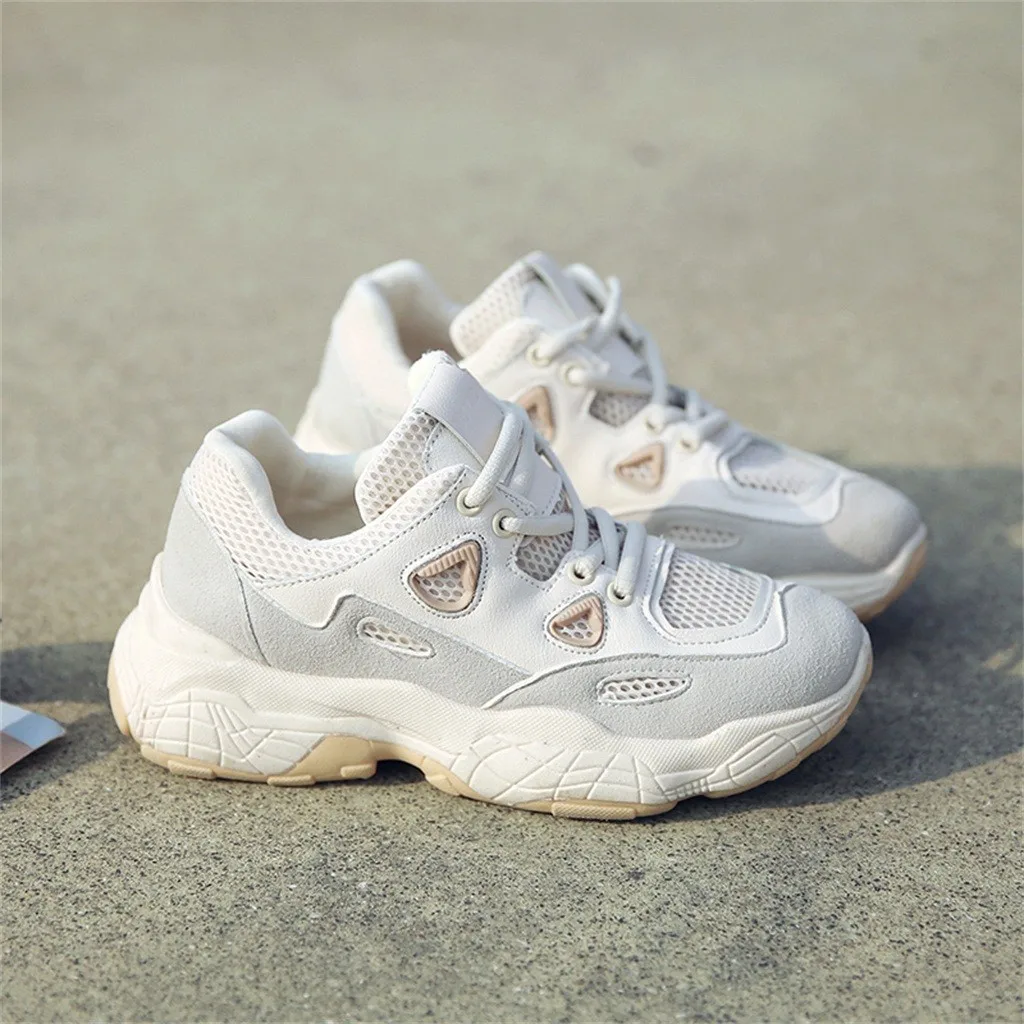 YOUYEDIAN повседневная обувь женские корейские кроссовки Wild Женские Дышащие кружево святить обувь на среднем шнуровке толстые кроссовки#502g30