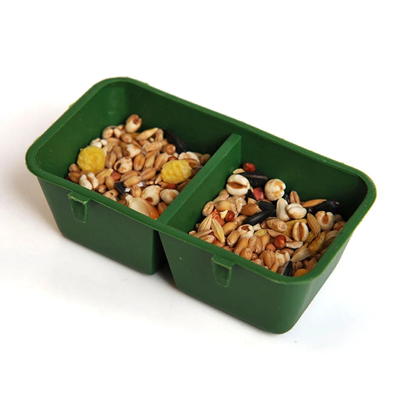 2 in 1 Parrot Food Water Bowl Plastic Dual Feeding Cups Bird Pigeons