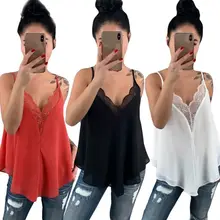 2019 Women Ladies Hot Lace Trim Strappy V Neck Chiffon Sheer Cami Party Top Vest Blouse Camisole 2019 Women Ladies Hot Lace Trim Strappy V Neck Chiffon Sheer Cami Party Top Vest Blouse Camisole