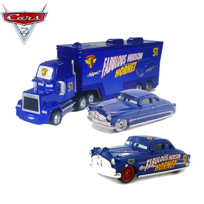 

All Styles Disney Cars 2 Doc Hudson And Blue Mack Truck 1:55 Scale Diecast Metal Alloy Collection Cars For Children Gifts
