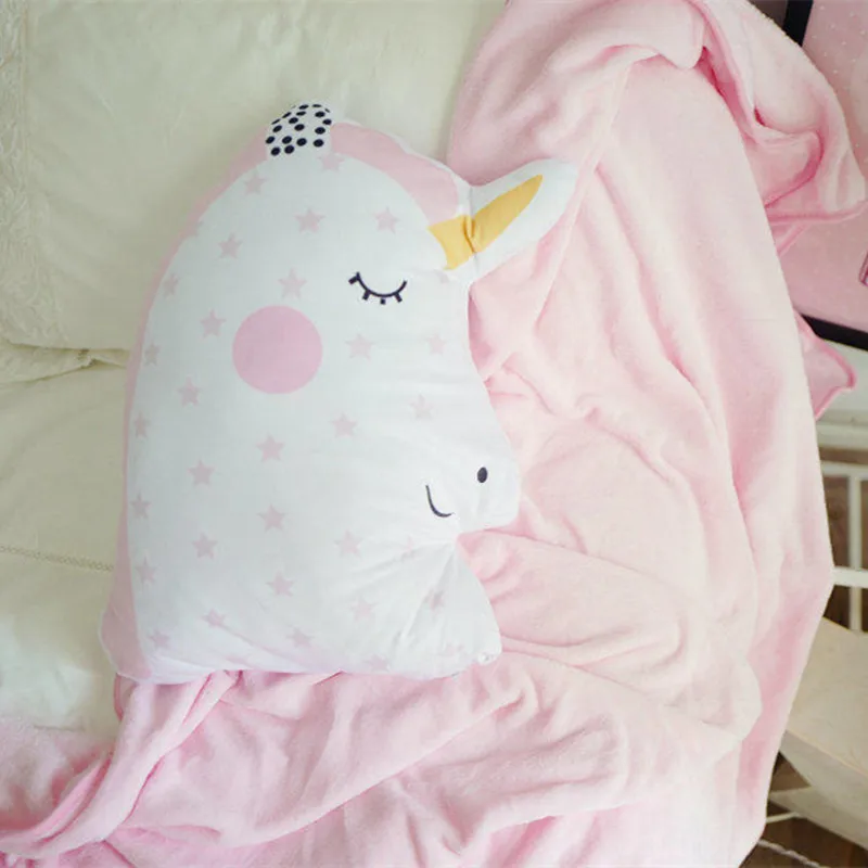 

Lovely Cartoon Unicorn Pillow blanket Pillow Two - in - one unicorn nap blanket sofa throwing blankets fitted sheet
