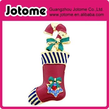 

Christmas Boot Christmas Stocking Pins Crystal Candy Cane Pin Broach 1 x 2 inches