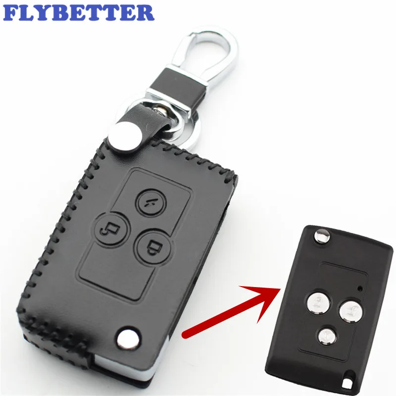 

FLYBETTER Genuine Leather 3Button Flip Key Case Cover For Lada Priora/Niva/Granta/Samara/Xray/Sedan Car Styling L186