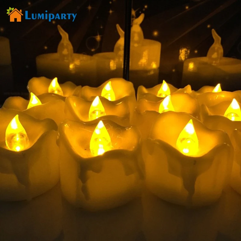 Lumiparty 12 шт. Желтый Янтарный мерцающий беспламенный светодиодный чайный свет