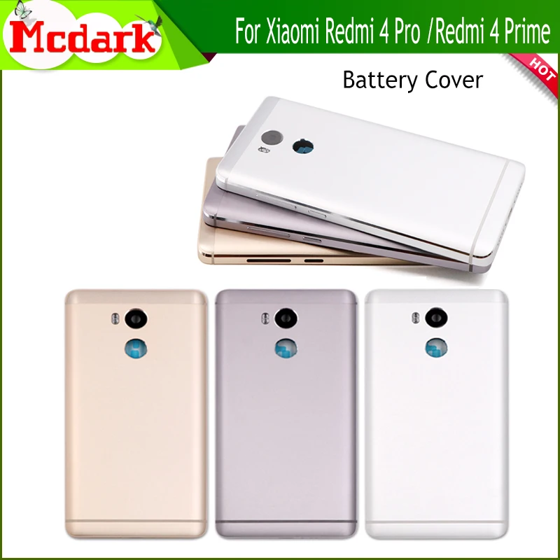 

Mcdark Battery Case Cover For Xiaomi Redmi 4 Prime Replacement Back Cover with Button Glass Rear Door for Xiaomi Redmi 4 pro