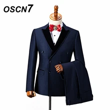 OSCN7 двубортный портной костюм джентльмен События Свадебное платье на заказ костюм Мода смокинг