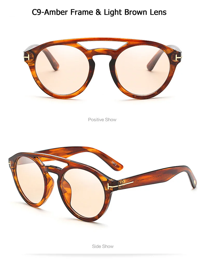 JackJad, модные Клинт стиль, круглая оправа, винтажные классические солнцезащитные очки для женщин и мужчин, фирменный дизайн, солнцезащитные очки Oculos De Sol 97369 - Цвет линз: C9
