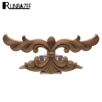 

RUNBAZEF Wood Carved Decal Corner Appliques Frame Wall Doors Furniture Woodcarving Decorative Wooden Figurines Crafts Figurine