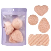 4 шт./компл. из мягкой натуральной аморфофаллус коньяк слоеного лица Уход за кожей лица очищения стиральная губка для отшелушивания очищающий спонж