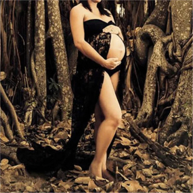 Мода для беременных реквизит для фотосъемки кружева эластичный беременность длинное платье для беременных для фотосессии Макси без бретелек платья