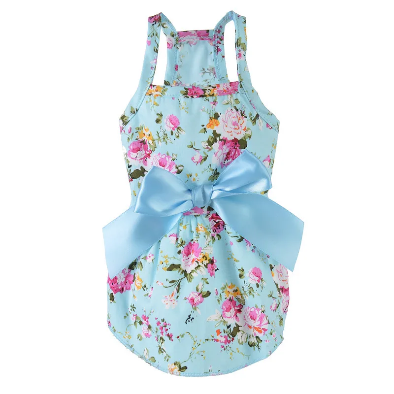 Lovely Floral Pet Dog Dress Vestidos For Small Dogs Summer Chihuahua Pug Yorkie Clothing Puppy Cat Clothes Dog Wedding Dresses