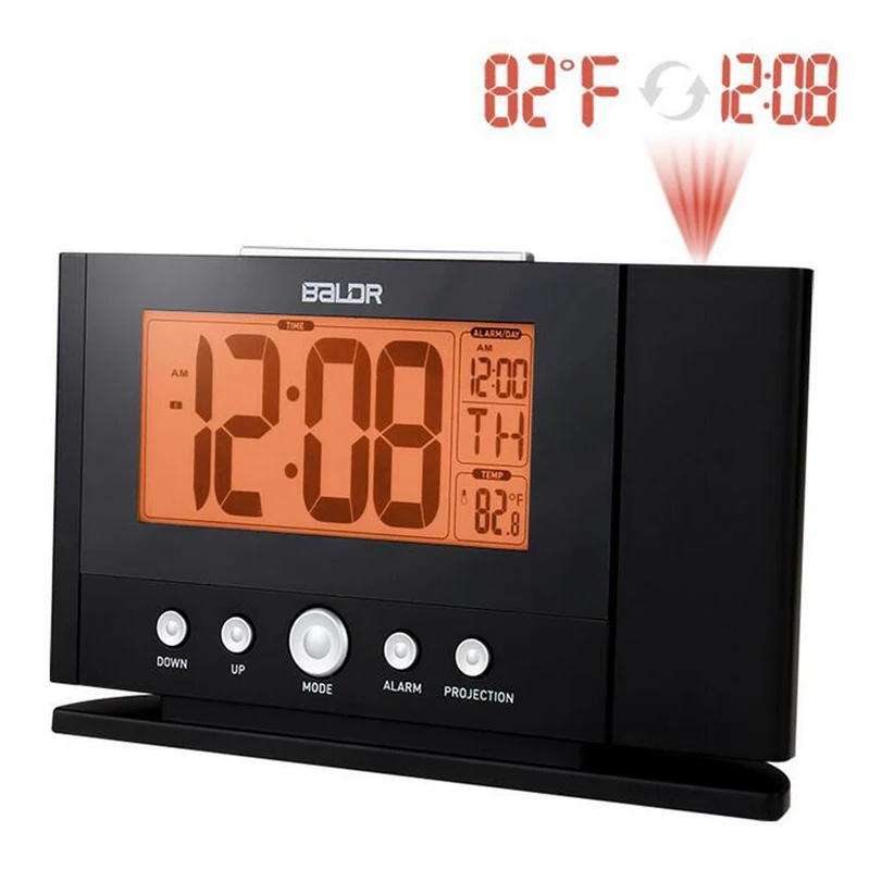 Projection LCD Digital Alarm Clock Snooze Bedside Clock with