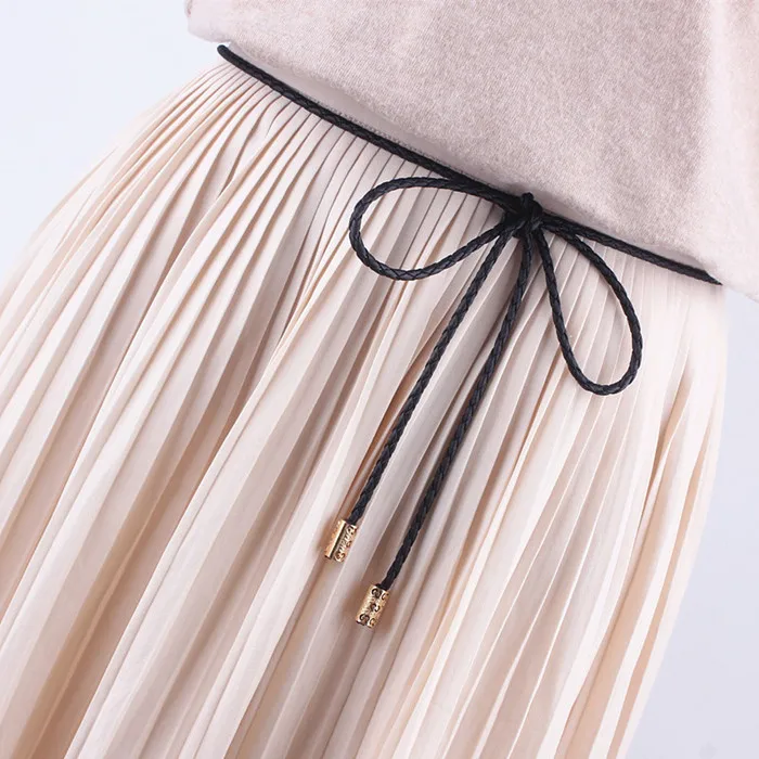Модные женские плетеные пояса с кисточками, вязаные платья с узлом для женщин и девушек, ceinture femme - Цвет: black