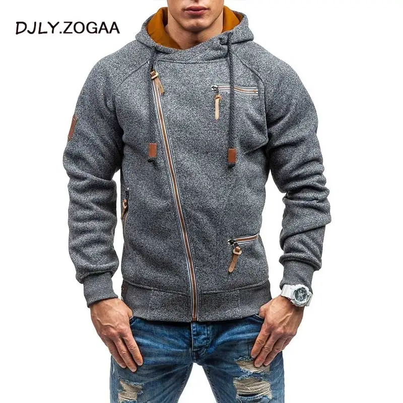 

2019 Autumn Winter New Men's Hooded Hoodie Fashion Wild Hoodies Zipper Solid Sweatshirts Coat Large Size M-4XL