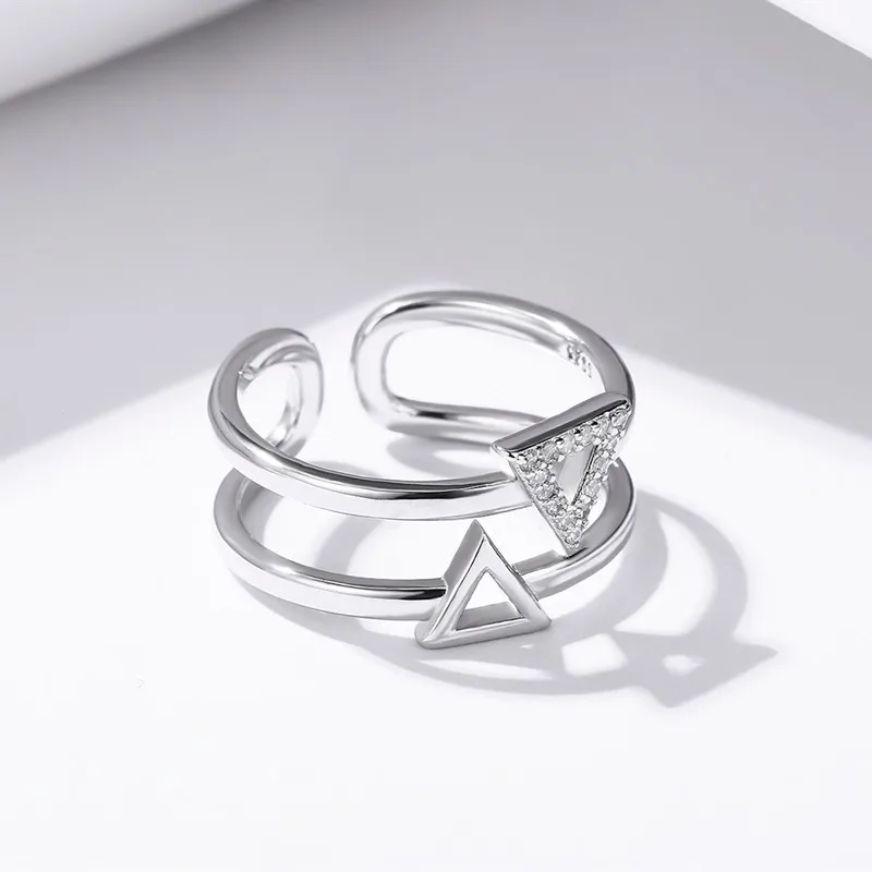 SODROV, 925 пробы, серебряное кольцо, треугольные, вечерние, регулируемое, кольцо для женщин, серебро 925, ювелирные изделия