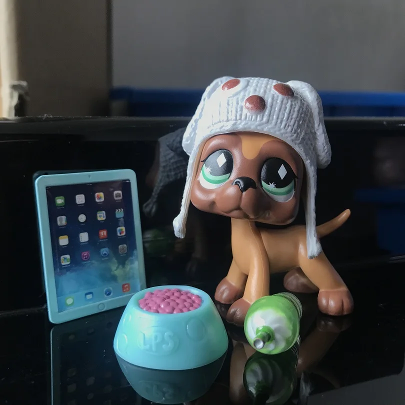 

Pet shop Mask Great Dane Very Rare Collection with 4pcs Cute Accessories Bowl, Hat, Mini computer Drink