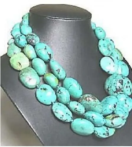 

FREE SHIPPING>> Beautiful Green Turquoise Beads Necklace 48"Long 5.27
