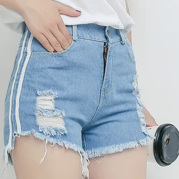 

2019 ladies sexy new denim shorts summer denim shorts ladies casual denim ripped plus-size shorts retro plus s-5 xl