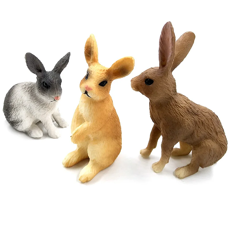 Имитация мини-кролика, модель животного, фигурка зайца, домашний декор, миниатюрное украшение для сада в виде Феи, аксессуары, современная статуя - Цвет: 3 Pcs Rabbit