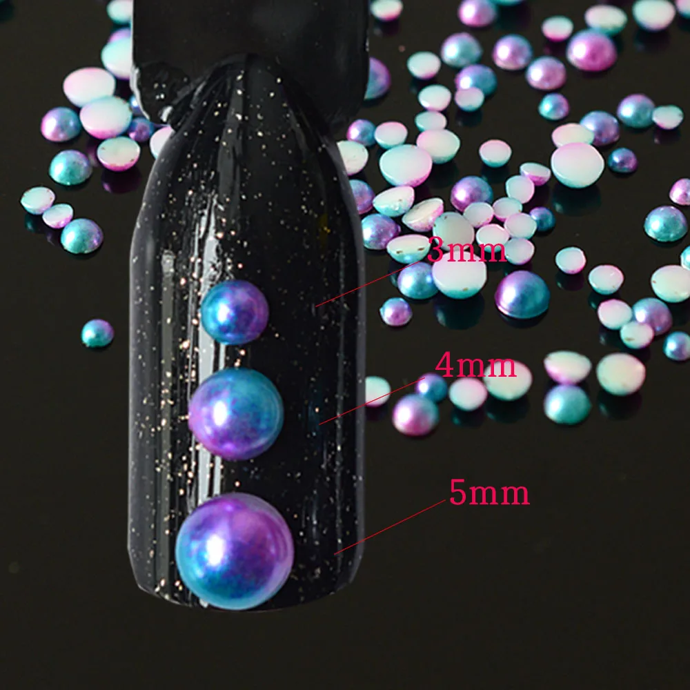 1 коробка модные 3D украшения для ногтей с эффектом русалки градиентные Блестящие Стразы для ногтей жемчужные бусины Инструменты Круг/полукруг CH280
