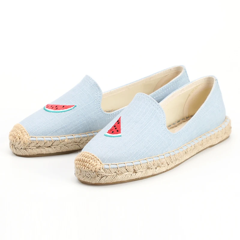 

Handmade flat embroider watermelon espadrilles