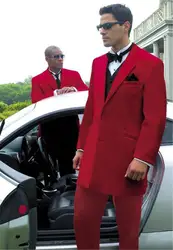 Высокое качество, две пуговицы, красные смокинги для жениха, лацкан, мужской деловой костюм мужские свадебные костюмы (пиджак + брюки + жилет