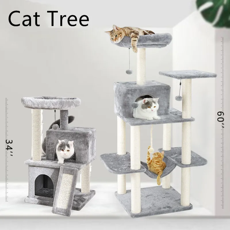 Fast Delivey Cat Tree Multilevel Cat Towers with Luxury Condos Cat Tree Tower Kitten когтеточка Condo Scratching Post